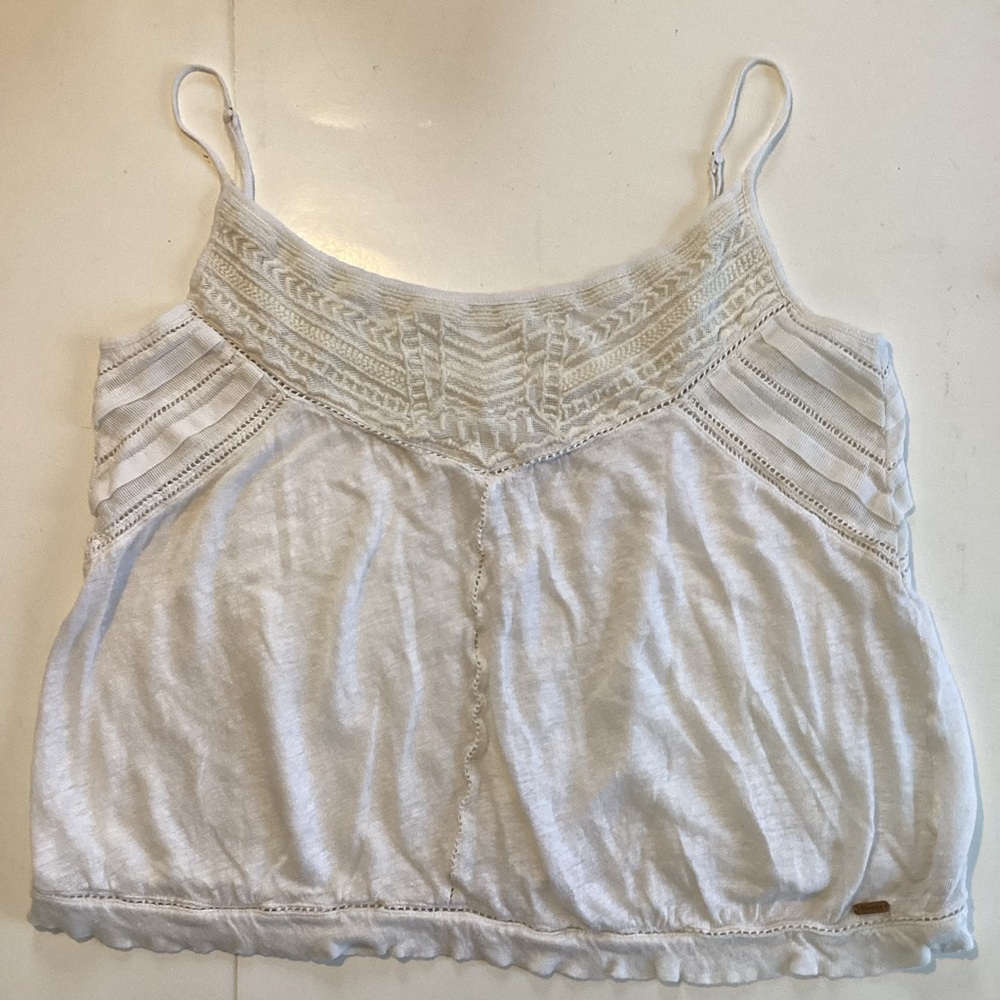 Roots White Crochet-Trim Tank Top